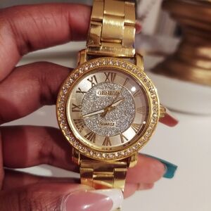 Gold bling watch